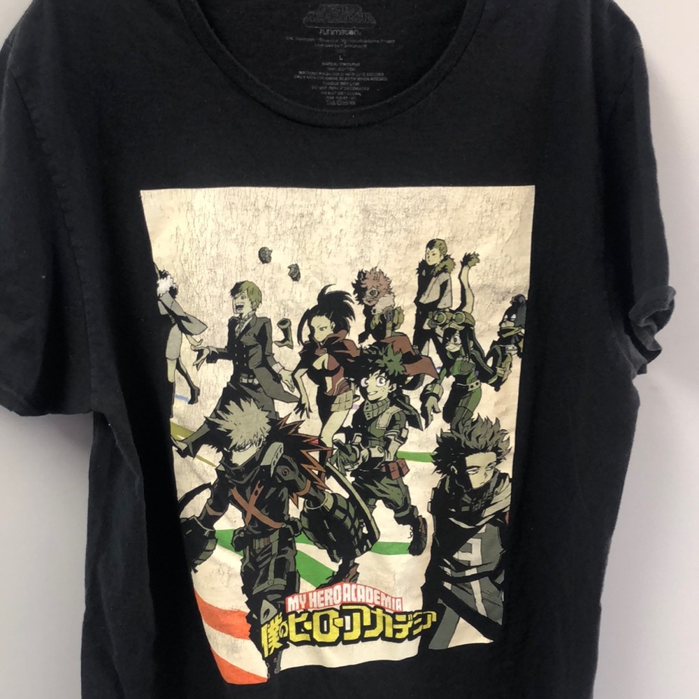Black Graphic T-Shirt with Anime Print